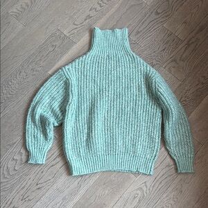 Joe Fresh Green Chunky Knit Turtleneck Sweater